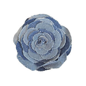 Blue Denim Flower Brooch Pin 6” Pin Back 2” Bohemian Style